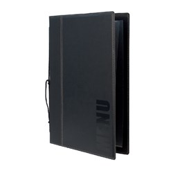 Trendy Leatherlook Menu Holder & Double Insert Black A4