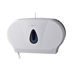 Plastic Twin Jumbo Toilet Roll Dispenser White 518x133x310mm 