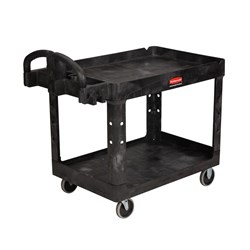 Rubbermaid Heavy Duty Plastic Utility Trolley 2 Tier Black 