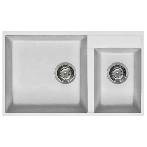 Elleci White Granite Undermount Double Sink