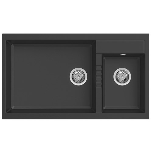 Elleci Square Black Granite | Topmount Double Bowl