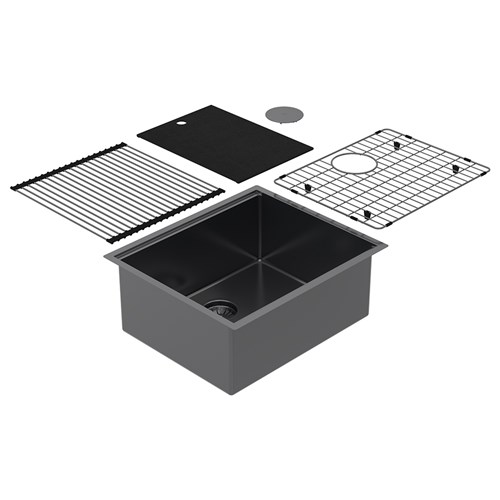 Black Pearl Single Bowl Sink Black 540mm