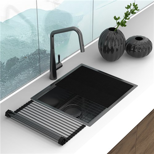 Black Pearl Single Bowl Sink Black 540mm