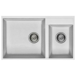 Elleci White Granite Undermount Double Sink