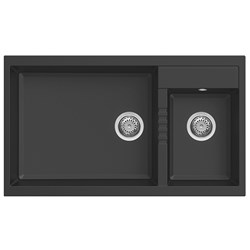 Elleci Square Black Granite | Topmount Double Bowl