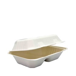  Sugarcane Clam Two Compartment White 250x163x60mm