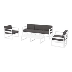 4242282 - Mykonos Lounge Set XL and Table Silver Grey with Black Cushions 750mm